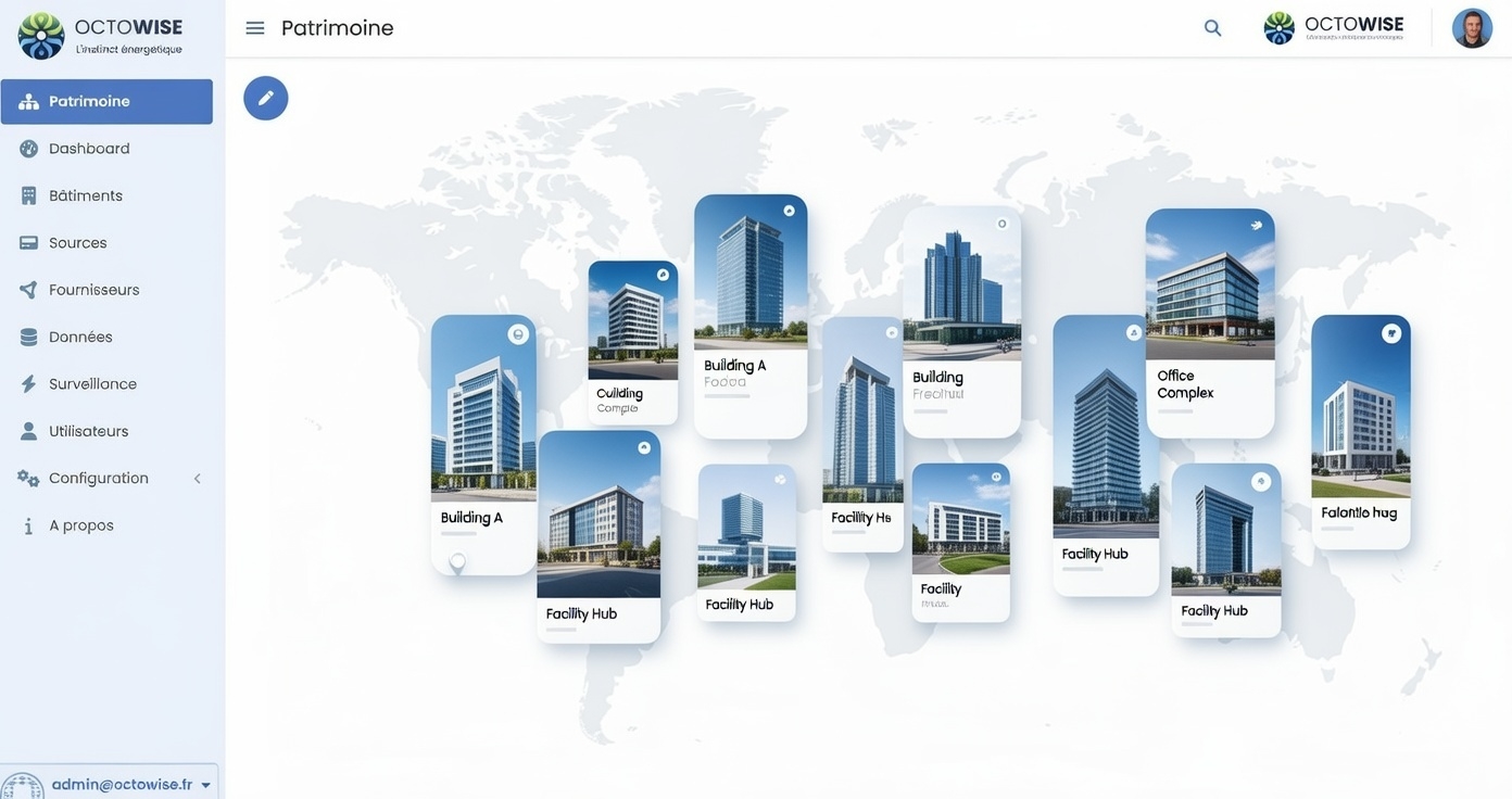 Vue Patrimoine Octowise - Gestion multi-sites